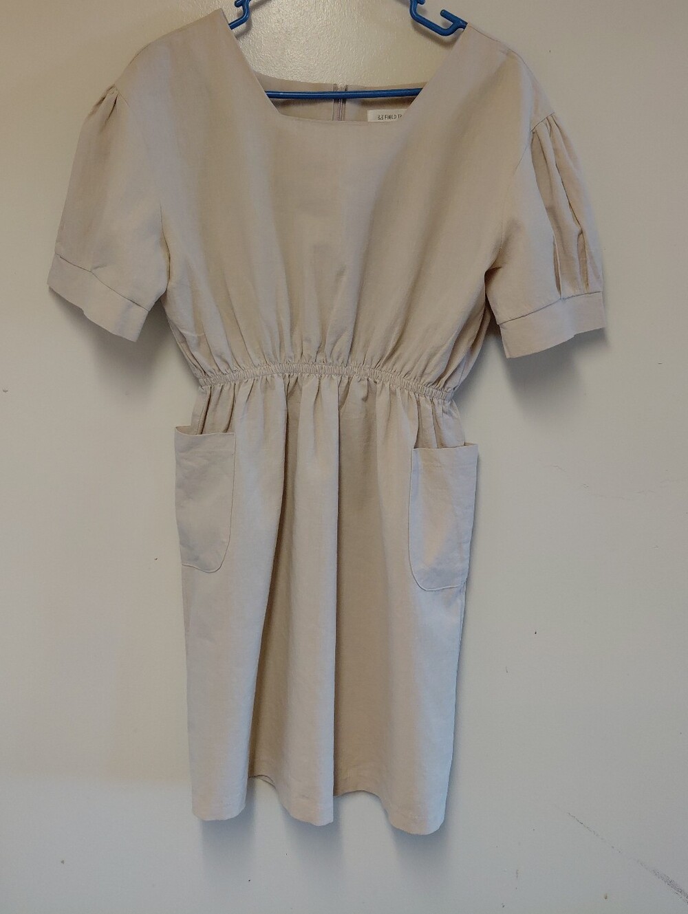 Vintage 3.3 Field Trip Women's Tan Linen Blend Utility Dress Size Free